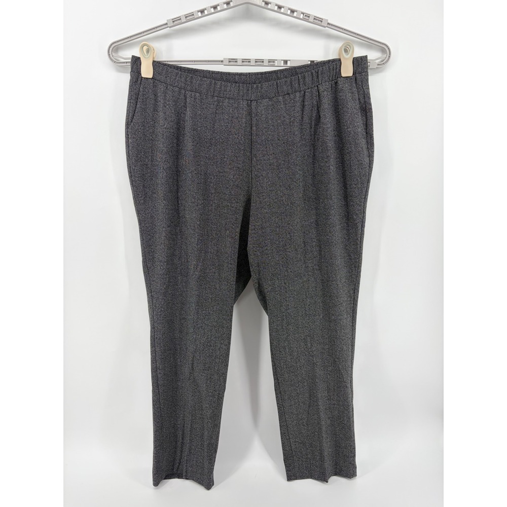 Allison Daley Women 24W Gray‎ Pants Pull-On Elastic Waist Straight Leg Textured